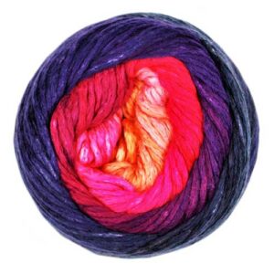 Top view of cake of Cumulus Rainbow yarn in colorway 208 - Nautical Twilight