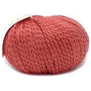 Skein of Pima Colada yarn in Coral colorway