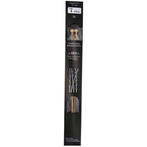 Size 6, 12 inch bamboo straight needles in black packaging