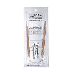 A size 10.5, 26 inch bamboo circular needle in its silver packaging