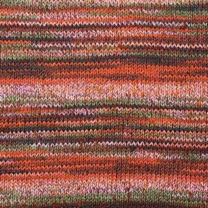 Knitted swatch of Summer Sesame yarn in colorway 5243 - Amber
