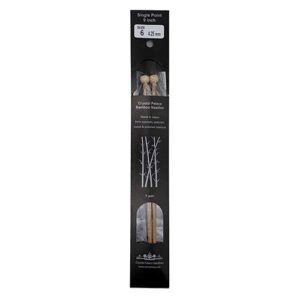 Size 6, 9 inch bamboo straight needles in black packaging