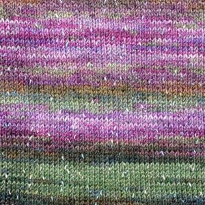 Swatch of Sesame yarn in Cherry Blossom colorway