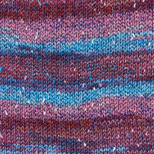 Swatch of Sesame yarn in Sorbet colorway