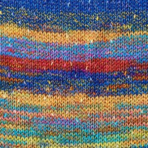 Swatch of Sesame yarn in Snow Cone colorway