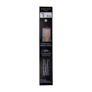 Size 0, 6 inch bamboo double point needles in black packaging