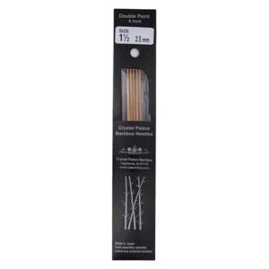 Size 1.5, 6 inch bamboo double point needles in black packaging