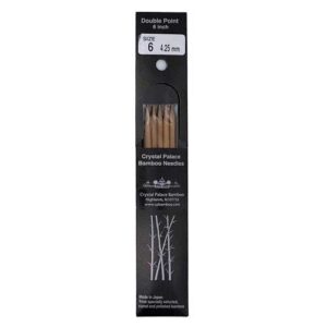 Size 6, 6 inch bamboo double point needles in black packaging