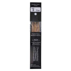 Size 8, 6 inch bamboo double point needles in black packaging