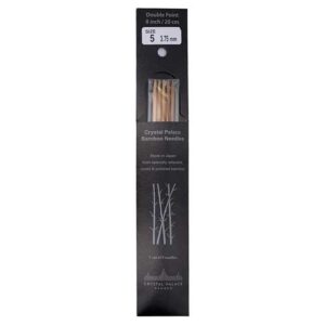 Size 5, 8 inch bamboo double point needles in black packaging